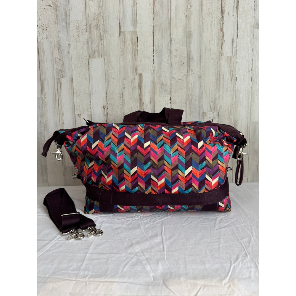 LeSportsac Travel Weekender Bag Gym Duffel Colorful Chevron‎ Herringbone Pattern